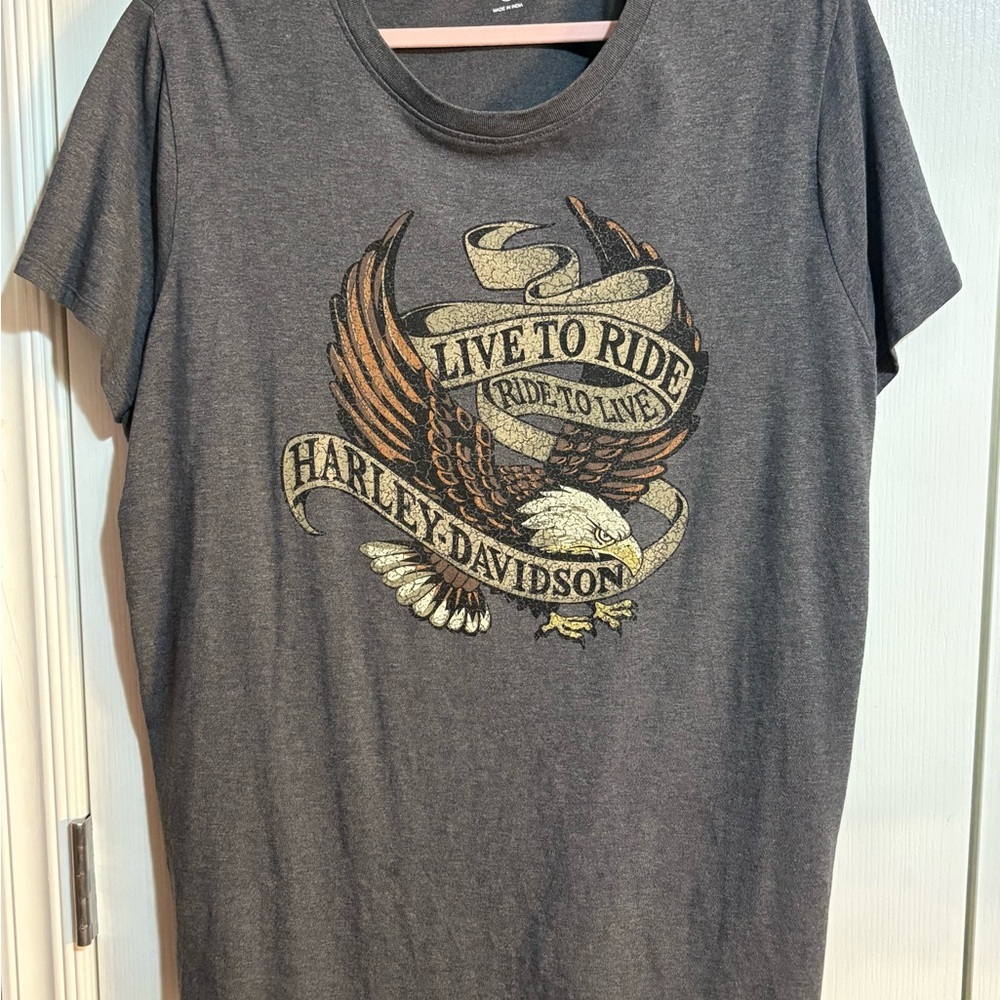 Women’s Harley-Davidson Gray Short Sleeve Tee with Eagle Motif
